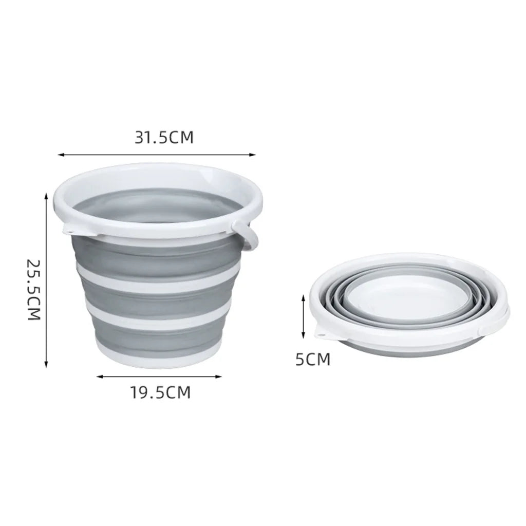 Foldable Collapsible Bucket 2X 10L Silicone for Hiking