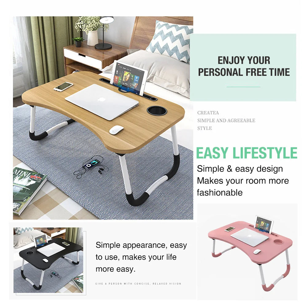Foldable Desk Laptop Stand Table Bed Computer Study