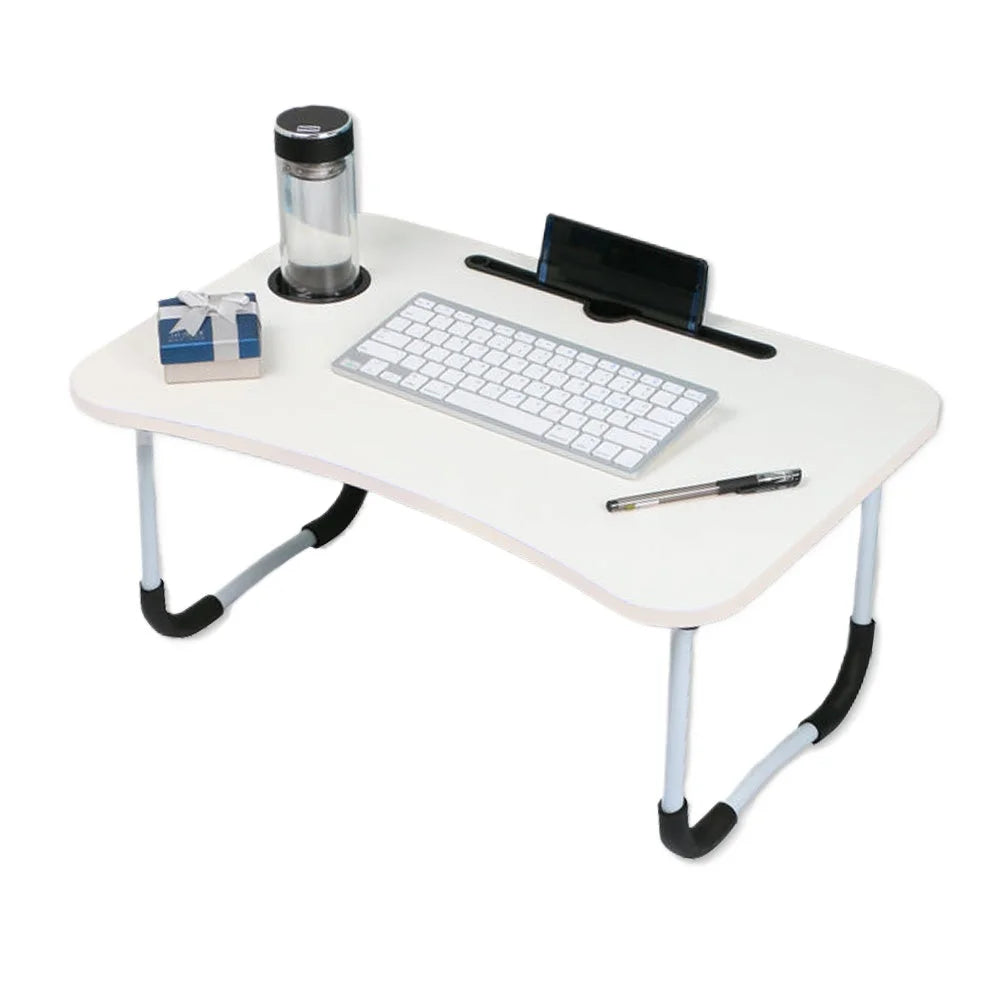 White computer desk with work surface and storage section