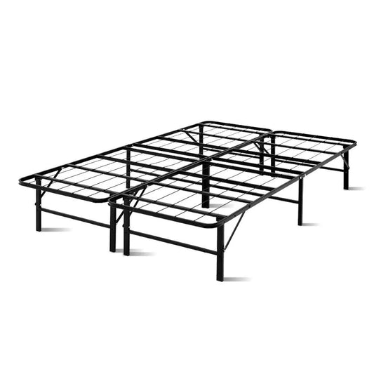 Double black metal bed frame