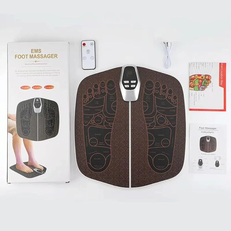 Foldable Ems Foot Massager Pad With Remote Coffee - Health