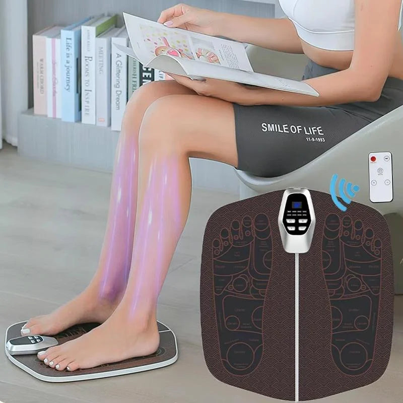 Foldable Ems Foot Massager Pad With Remote Coffee - Health