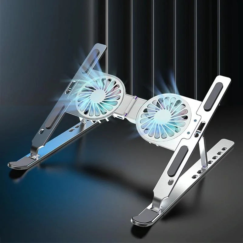 Foldable Laptop Cooling Stand with Ambient Light - Gray