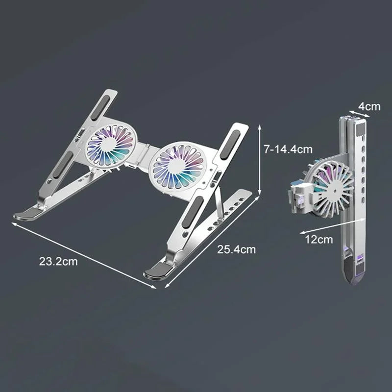 Foldable Laptop Cooling Stand with Ambient Light - Gray