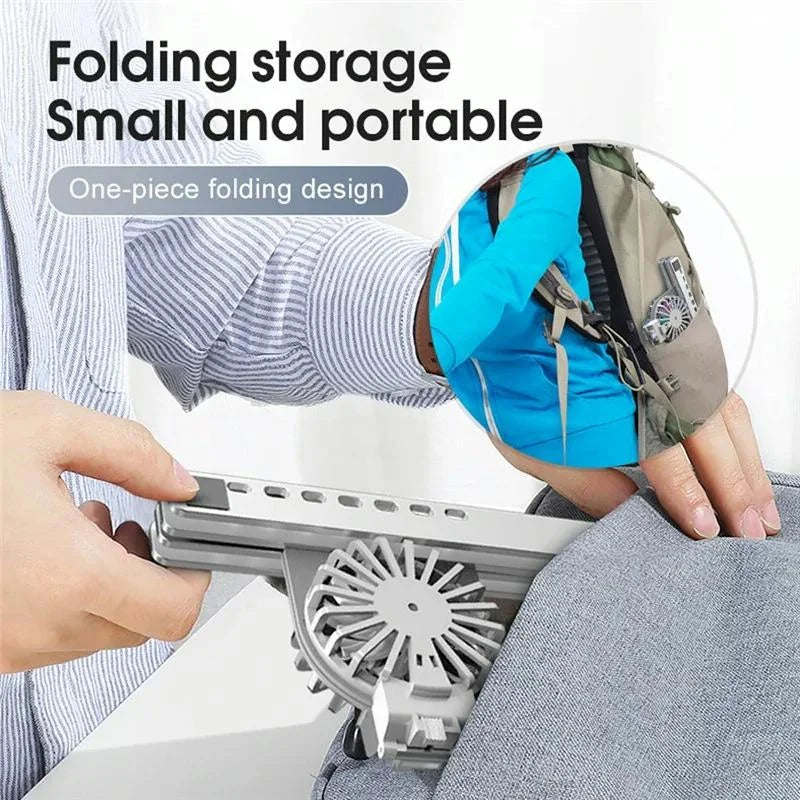 Foldable Laptop Cooling Stand with Ambient Light - Silver