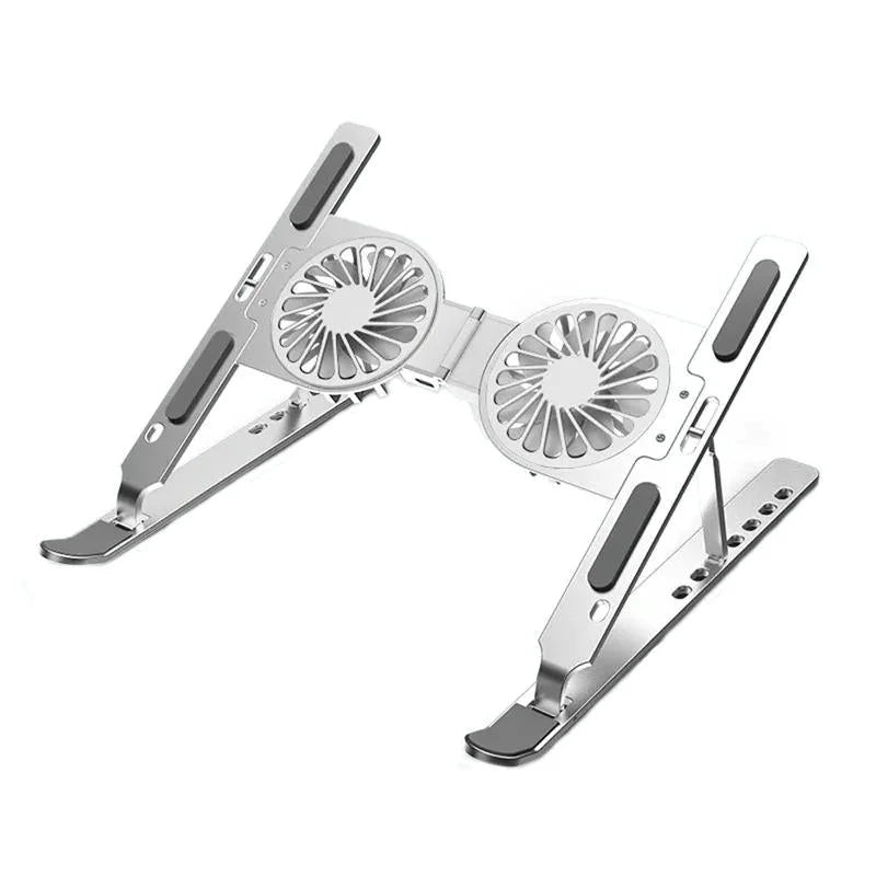 Foldable Laptop Cooling Stand with Ambient Light - Silver