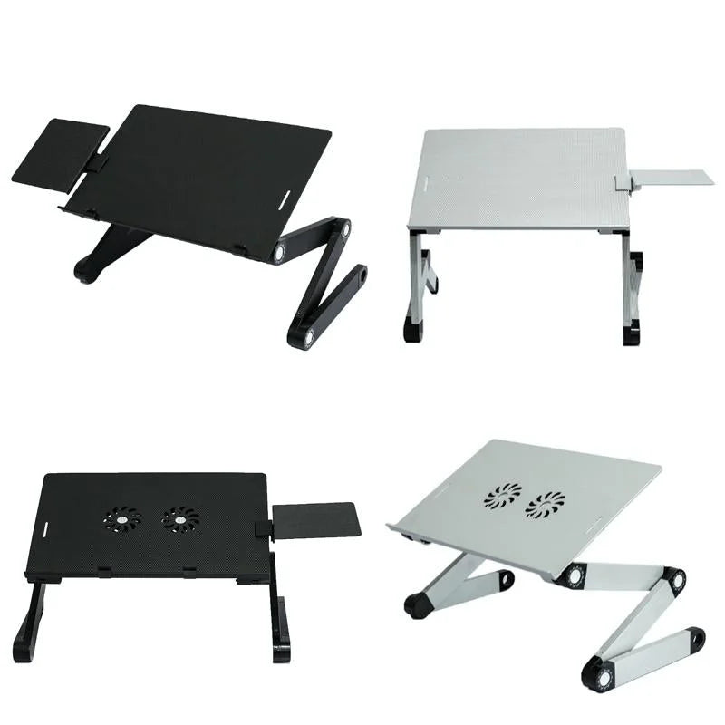 Foldable Laptop Desk with Fan & Mouse Board - Aluminum
