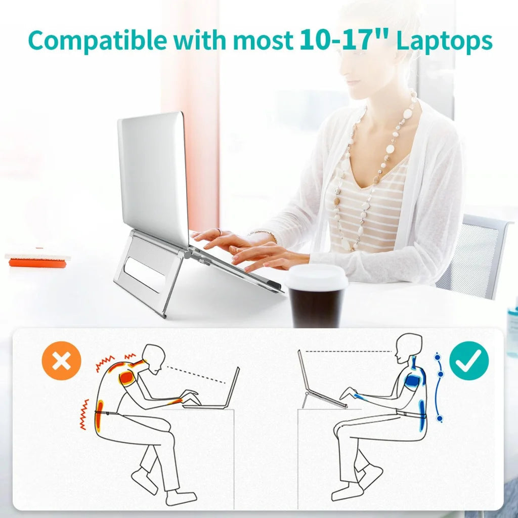 Foldable Laptop Stand - Aluminum Alloy Silver - Electronics