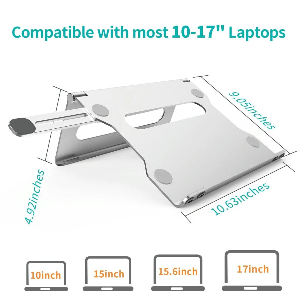 Foldable Laptop Stand - Aluminum Alloy Silver - Electronics