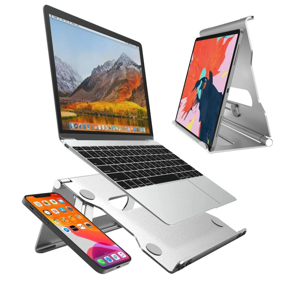 Foldable Laptop Stand - Aluminum Alloy Silver - Electronics