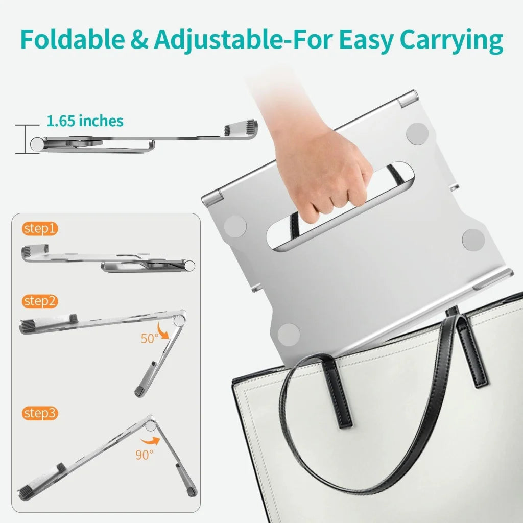Foldable Laptop Stand - Aluminum Alloy Silver - Electronics