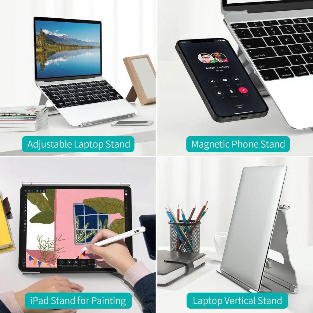 Foldable Laptop Stand - Aluminum Alloy Silver - Electronics