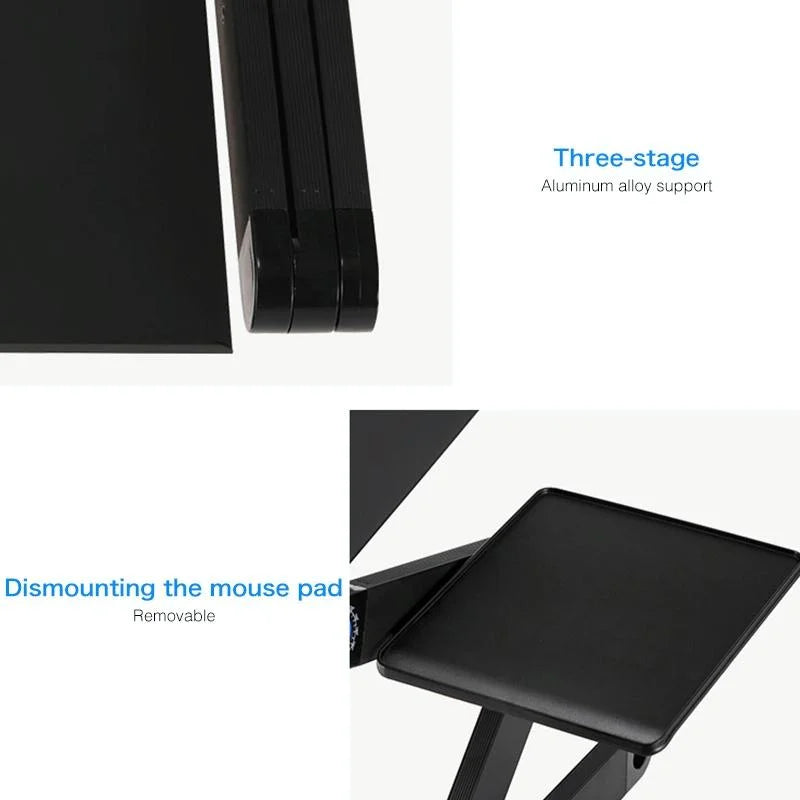 Foldable Laptop Stand with Dual Fans & Mouse Pad - 360