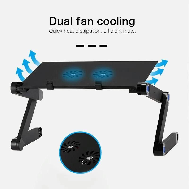 Foldable Laptop Stand with Dual Fans & Mouse Pad - 360