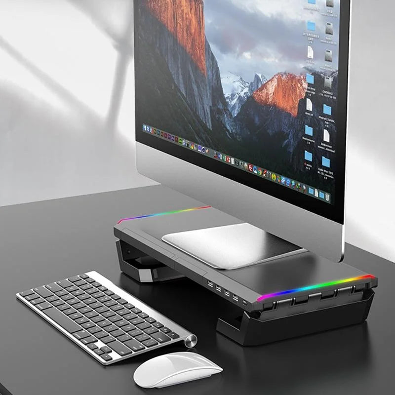 Foldable Laptop Stand with Rgb Lighting & Usb Expansion