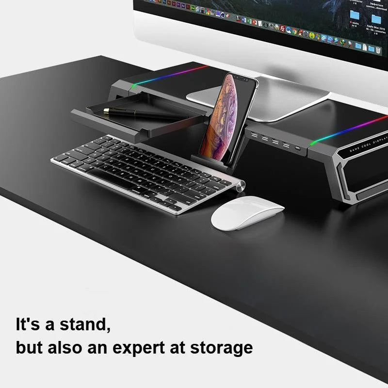 Foldable Laptop Stand with Rgb Lighting & Usb Expansion