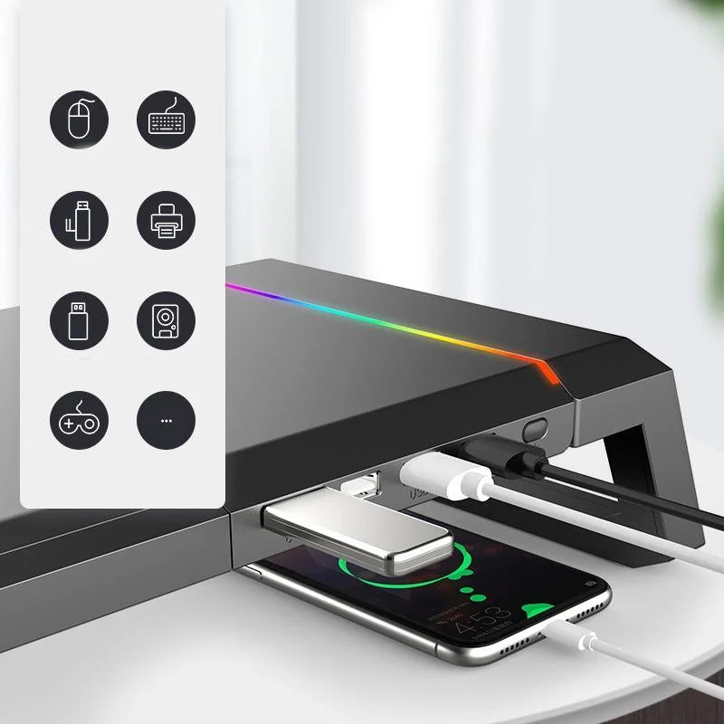 Foldable Laptop Stand with Rgb Lighting & Usb Expansion