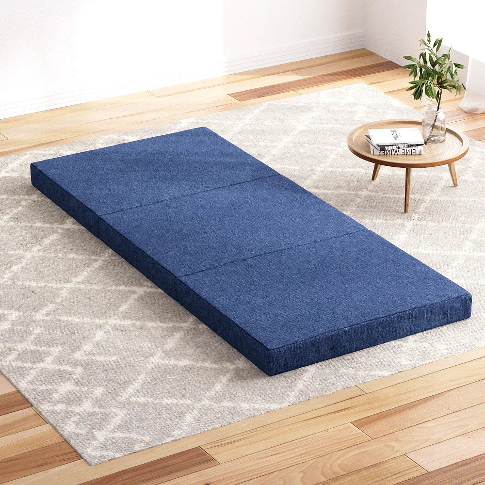 Blue mattress with foldable bedding foam single