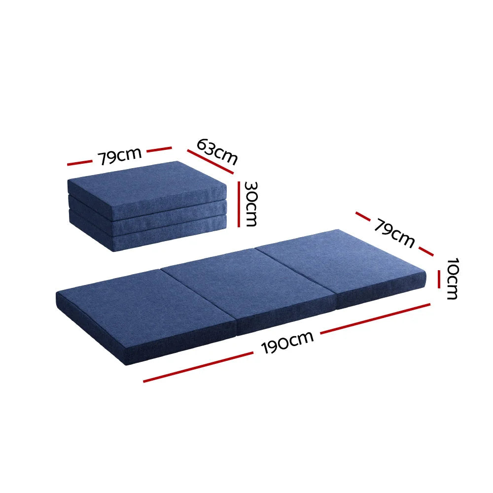 Foldable Mattress Bedding Foam Single Blue giselle folding