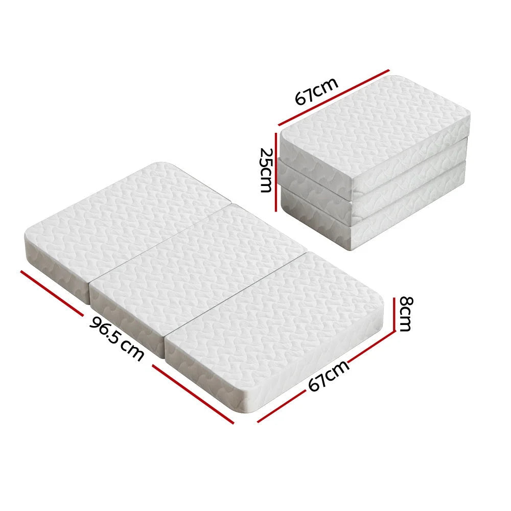 Foldable Mattress Bedding Folding Foam Cot Bed - White