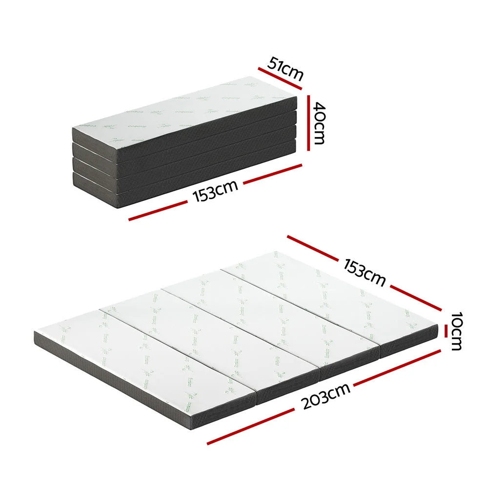 Foldable Mattress Foam Bamboo Bedding - Queen - Home &