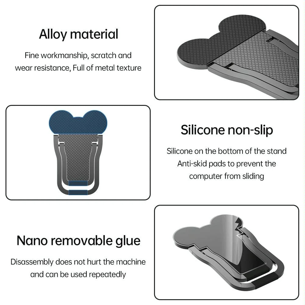 Foldable Metal Laptop Stand - Set of 2 - Black