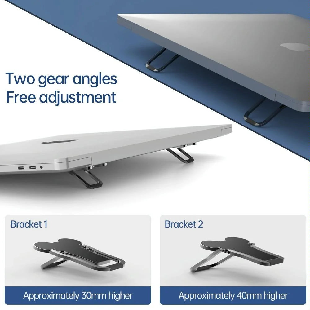 Foldable Metal Laptop Stand - Set of 2 - Silver