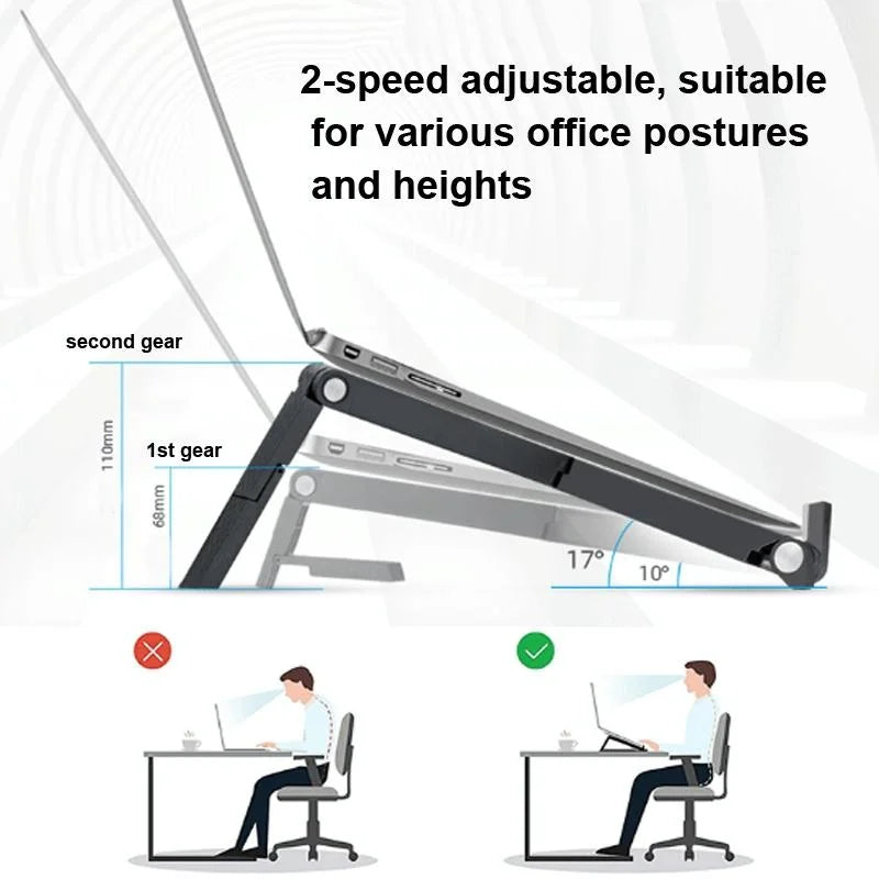 Foldable Non-slip Laptop Stand - Plastic Silicone - Black