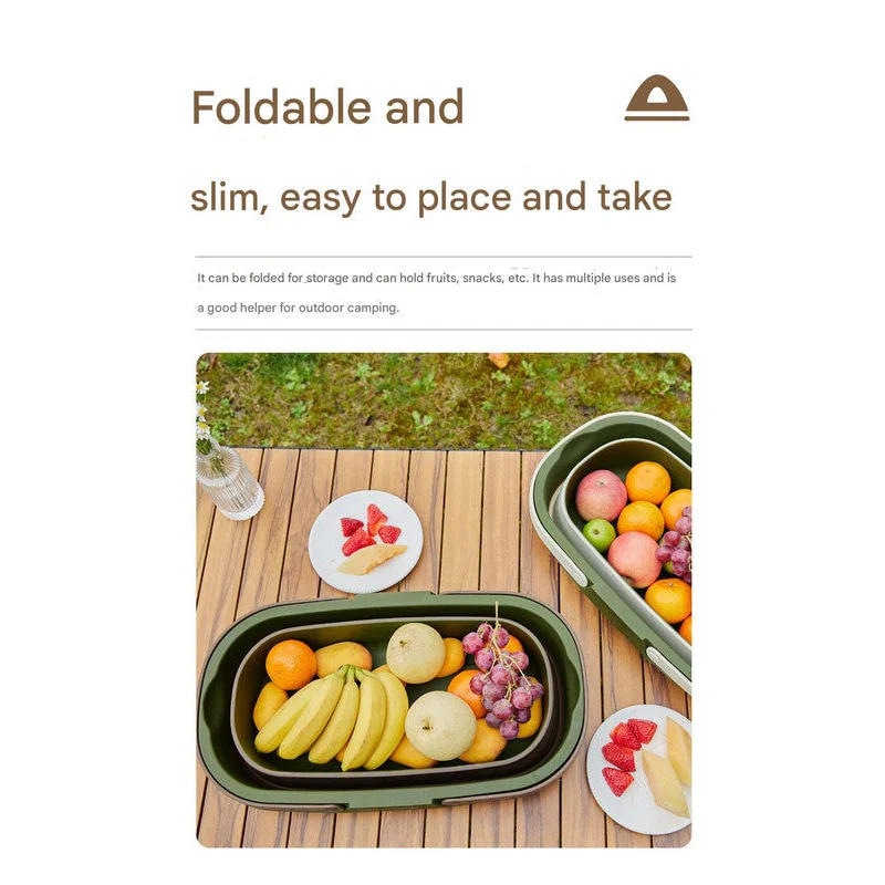 Foldable Picnic Basket with Tray - 16.5L Capacity Green