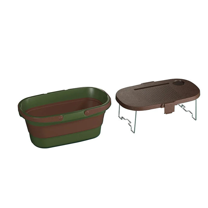 Foldable Picnic Basket with Tray - 16.5L Capacity Green