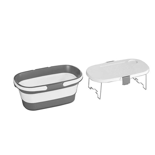 Foldable Picnic Basket with Tray - 16.5L Capacity White