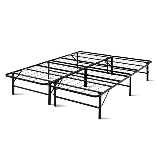 Foldable Queen Metal Bed Frame Black - Bedroom