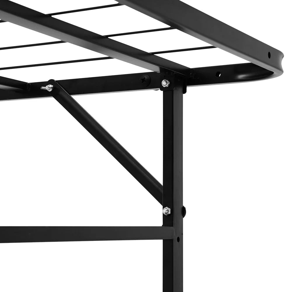 Foldable Single Metal Bed Frame Black - Bedroom