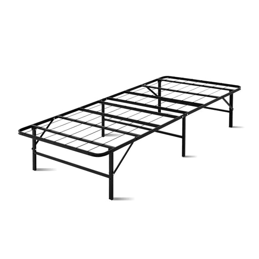 Foldable Single Metal Bed Frame Black - Bedroom
