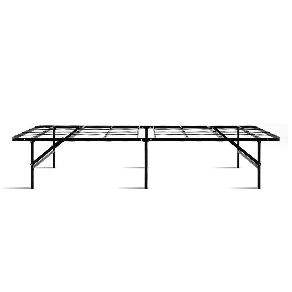 Foldable Single Metal Bed Frame Black - Bedroom