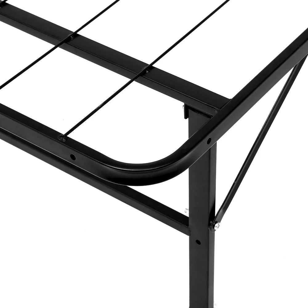 Foldable Single Metal Bed Frame Black - Bedroom