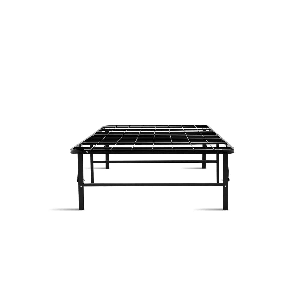 Foldable Single Metal Bed Frame Black - Bedroom