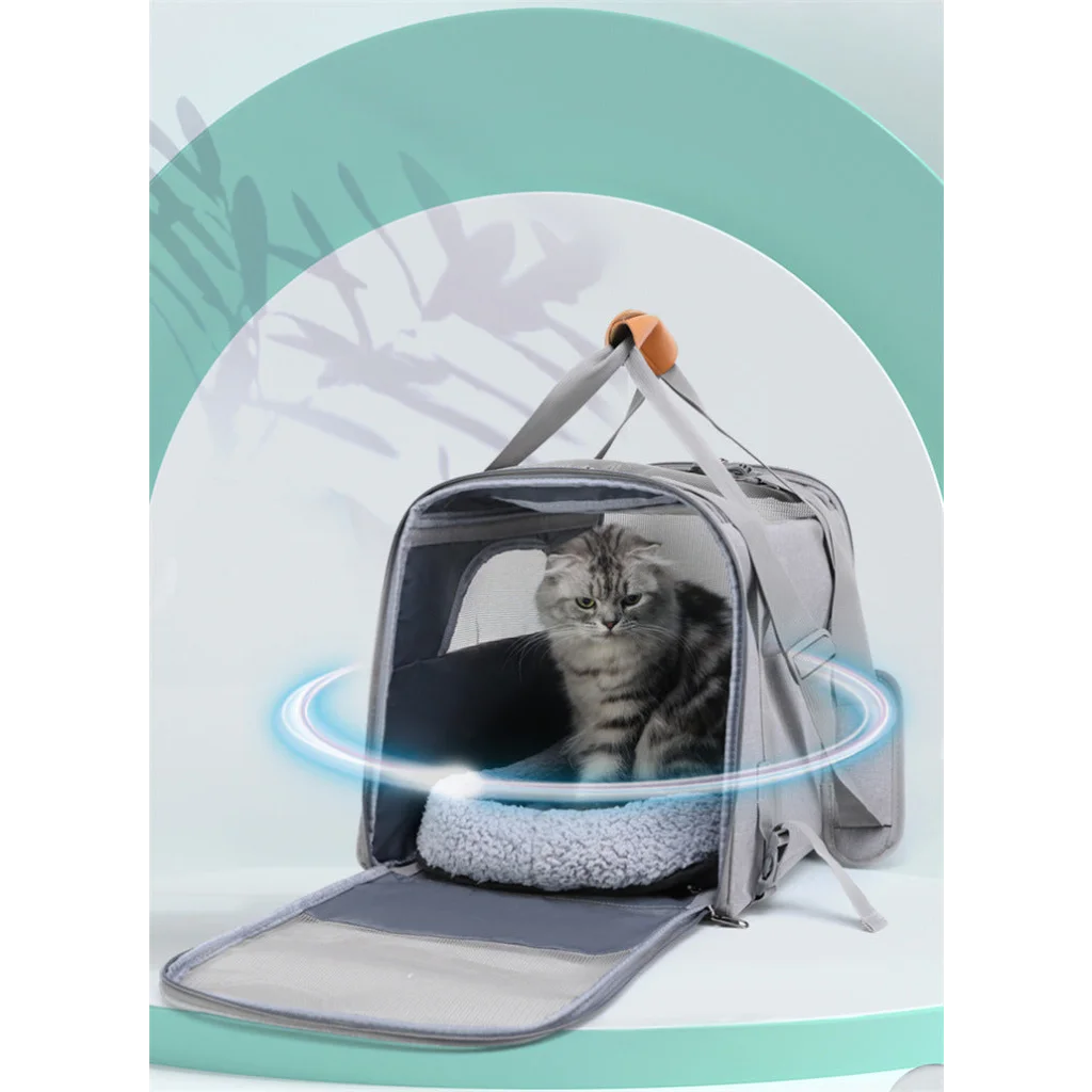 Foldable Soft-Sided Pet Carrier for Travel - Fits Cats &