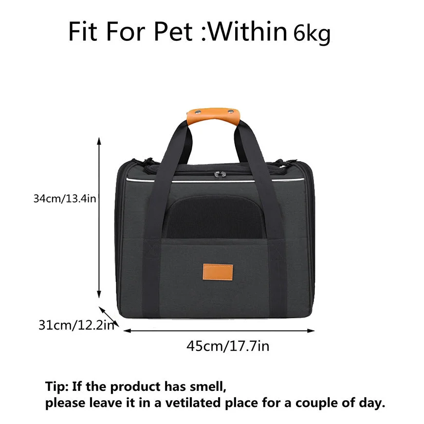 Foldable Soft-Sided Pet Carrier for Travel - Fits Cats &