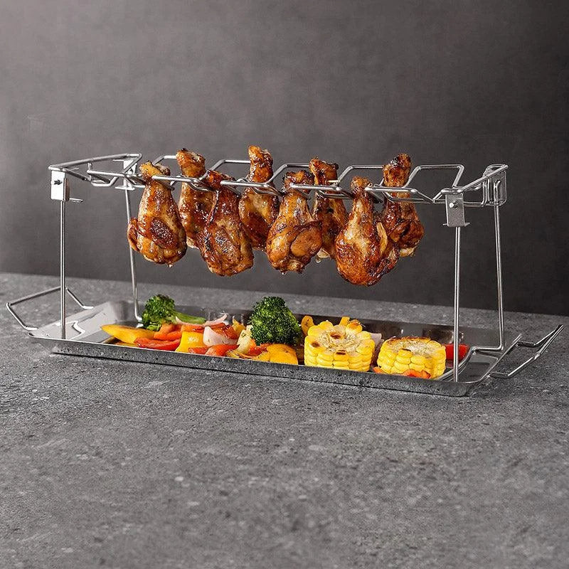 Foldable Stainless Steel Barbecue Grill Rack for Chicken