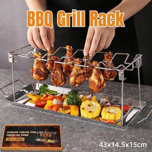 Foldable Stainless Steel Barbecue Grill Rack for Chicken