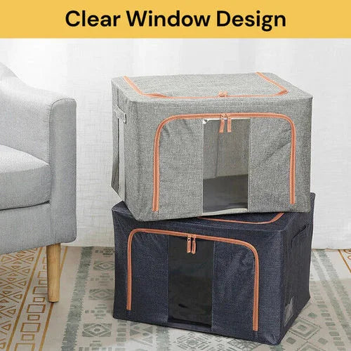 Foldable Storage Box Crushed Steel Frame 24L for Clothes