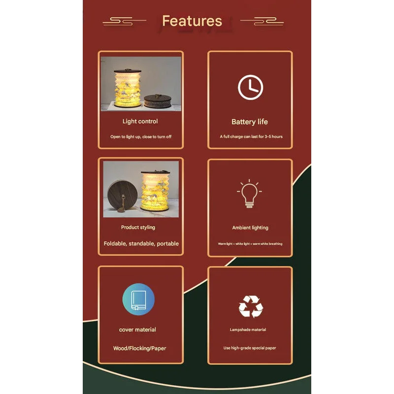 Foldable Telescopic Lantern Lamp - 3 Light Modes USB