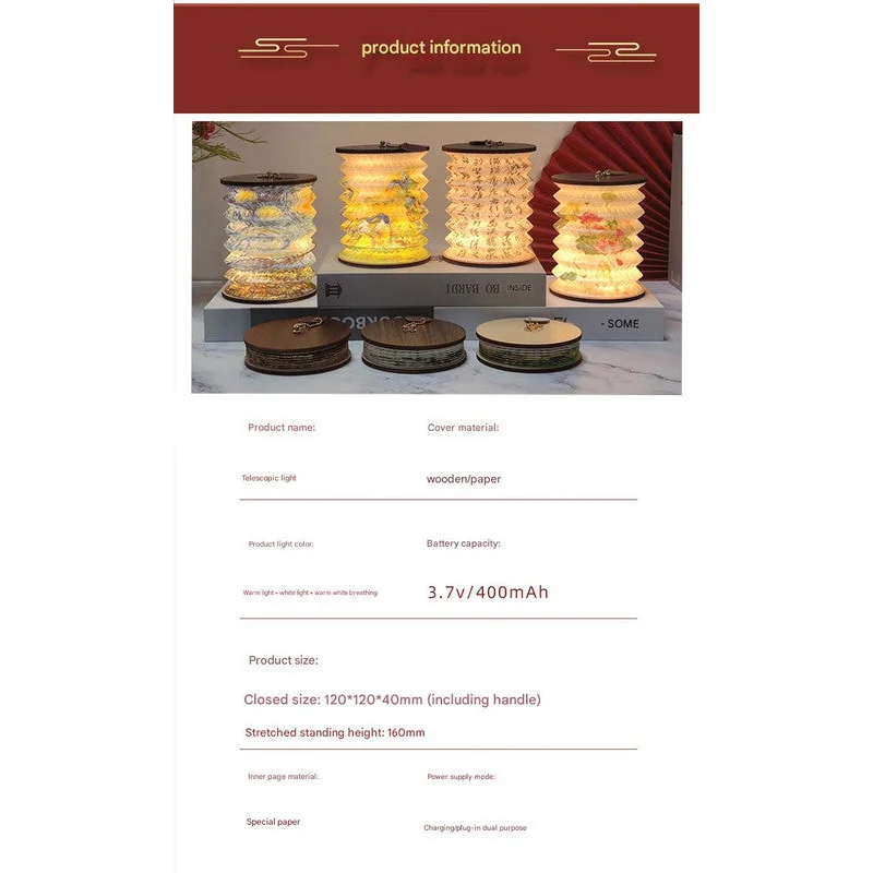 Foldable Telescopic Lantern Lamp - 3 Light Modes USB