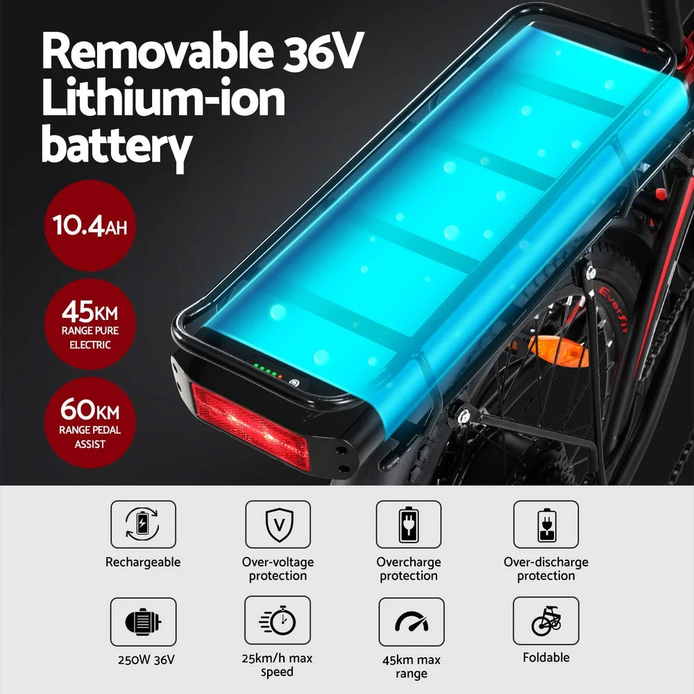Folding Bike Urban City Bicycle eBike Rechargeable Battery