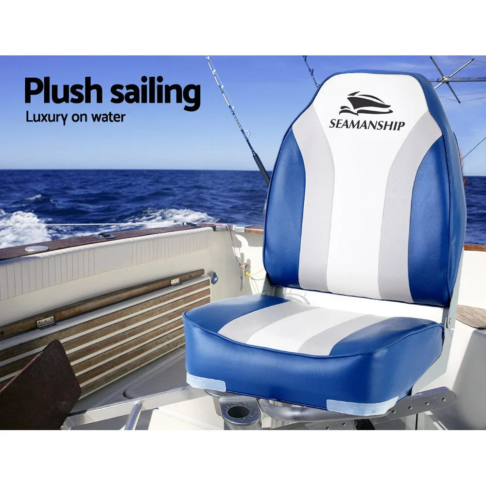 Folding boat seats with key surfaces and edge shape