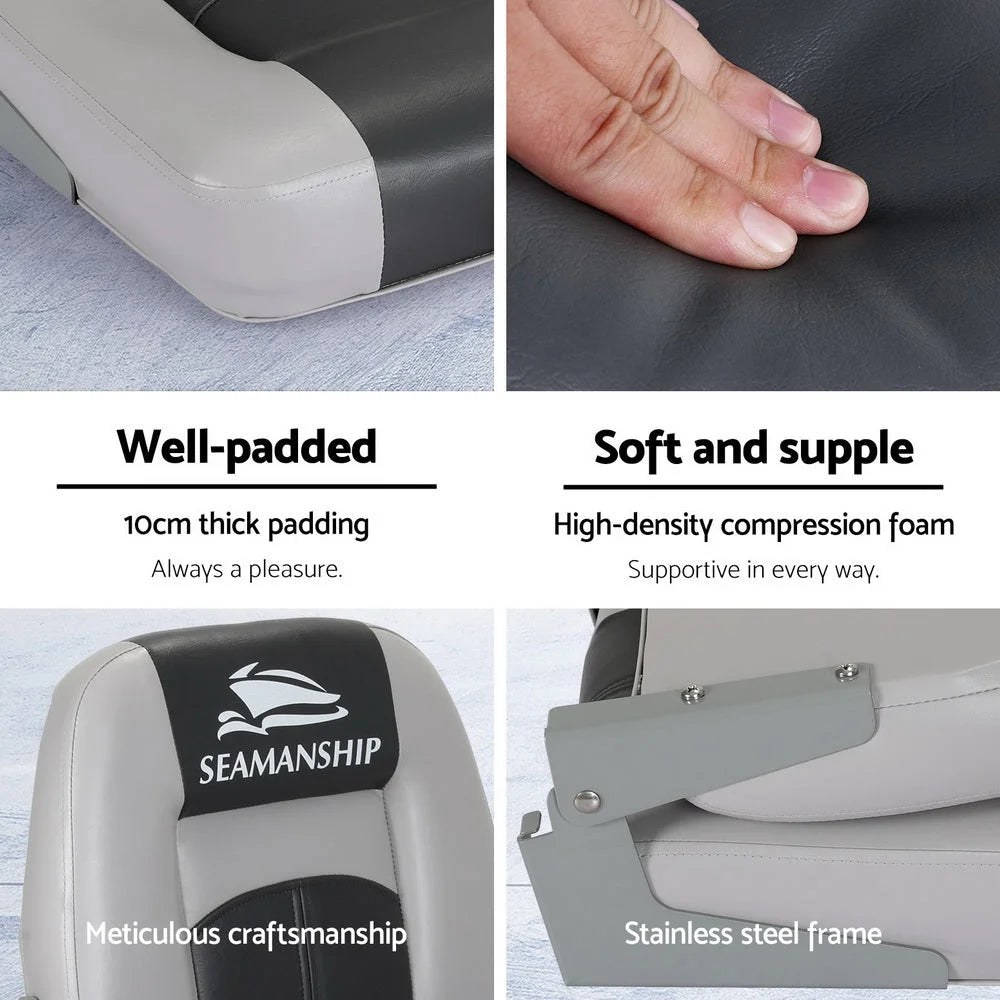 Set Of 2 Marine Seating with Swivels All Weather Charcoal And Grey