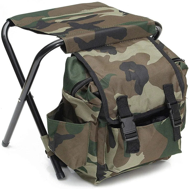 Folding Camo Backpack Stool Portable Chair for Camping