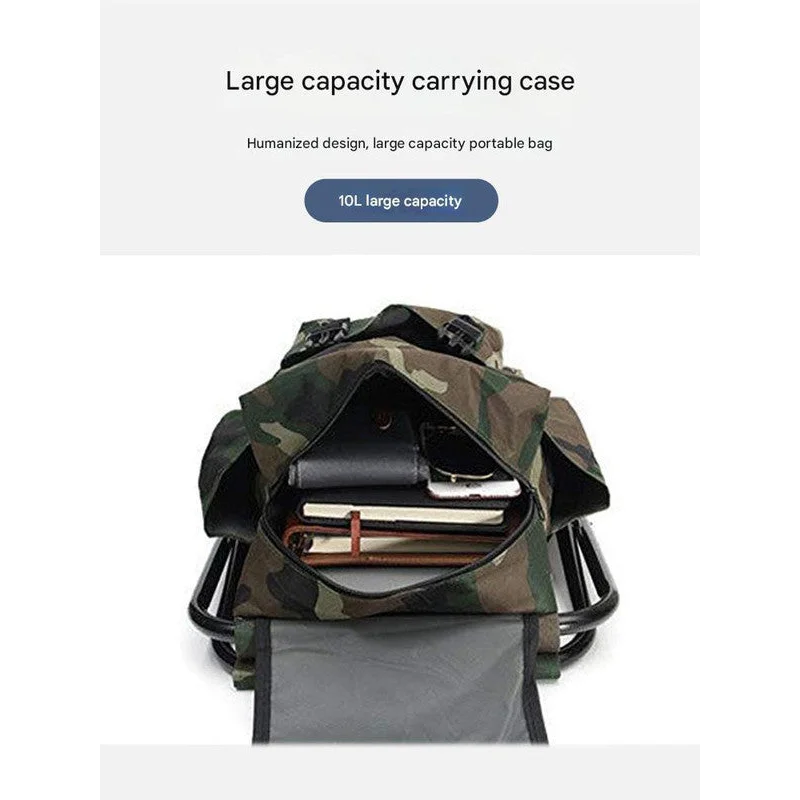 Folding Camo Backpack Stool - Portable Chair for Camping &