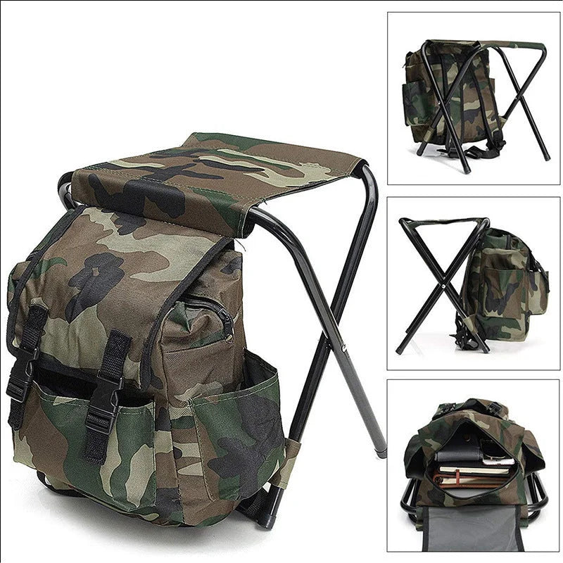 Folding Camo Backpack Stool Portable Chair